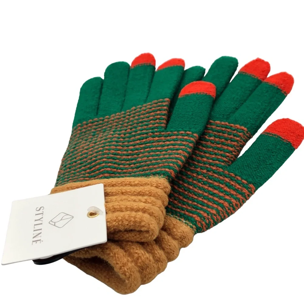 STYLINE Smart Touch Color Block Pattern Gloves -OS fits up to Large